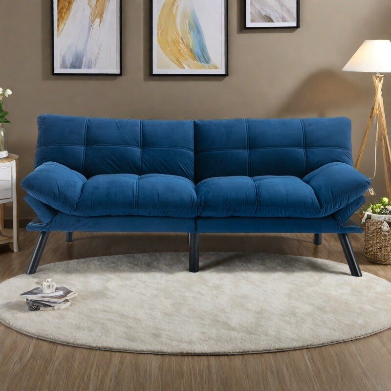 70.87 Leather-Feel Convertible Sofa Bed with Adjustable Backrest