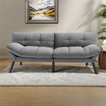 70.87 Leather-Feel Convertible Sofa Bed with Adjustable Backrest