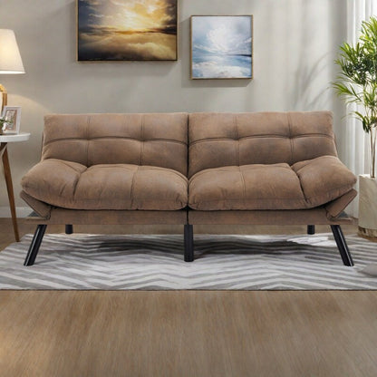 70.87 Leather-Feel Convertible Sofa Bed with Adjustable Backrest