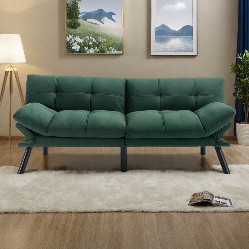 70.87 Leather-Feel Convertible Sofa Bed with Adjustable Backrest