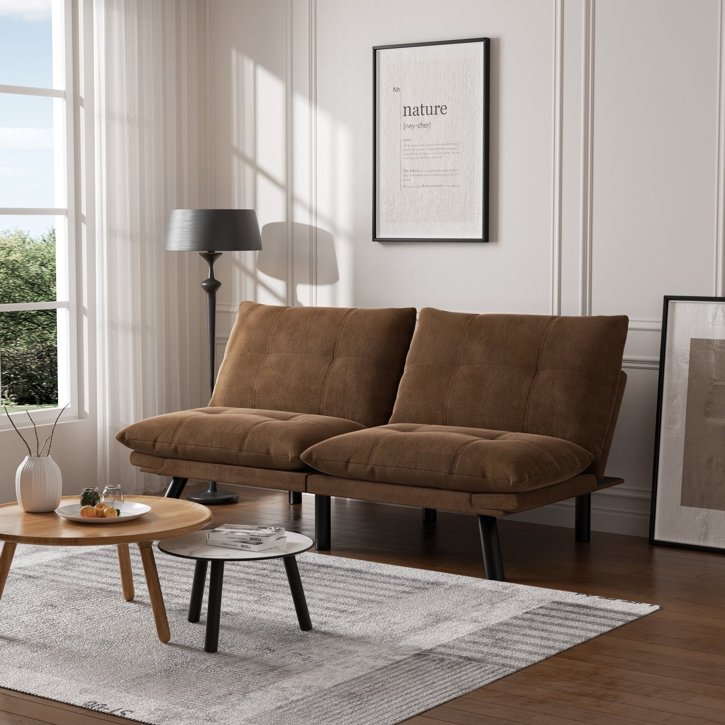 70.9'' Modern Fabric Convertible Sofa with Adjustable Back