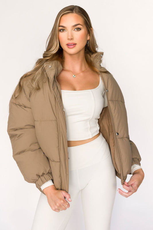 Jasmine Oversized Puffer Jacket in Khaki