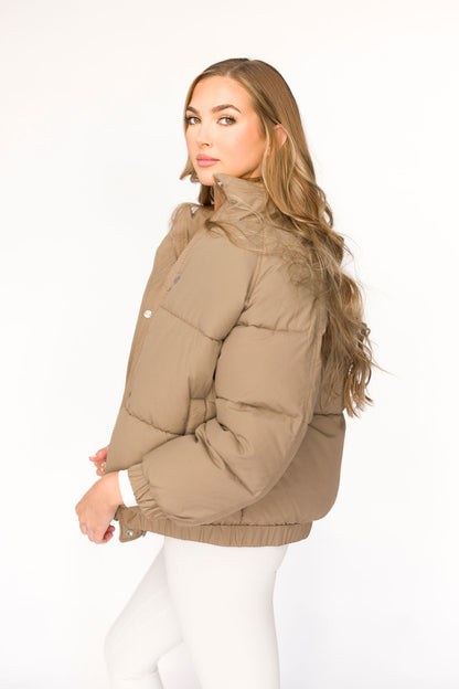 Jasmine Oversized Puffer Jacket in Khaki