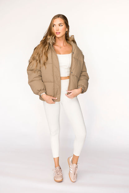 Jasmine Oversized Puffer Jacket in Khaki