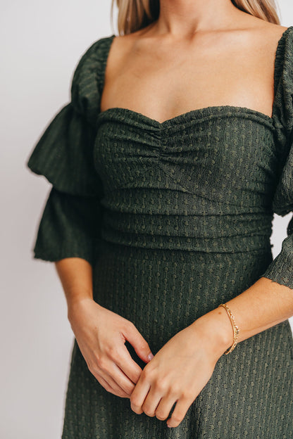 Corrine Tiered Sleeve Maxi Dress with Pockets in Hunter Green - Bump Friendly