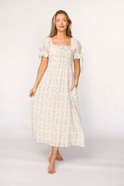 Savanna Steppe 100% Cotton Dress in Taupe - Bump Friendly & Inclusive Sizing (S-3XL)