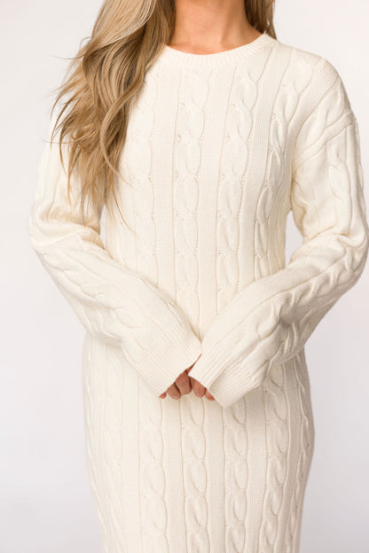 Winslet Cable Knit Maxi Dress in Cream (Almost Sold Out)