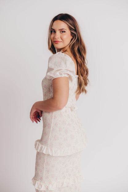 Ada Smocked Dress in Pink Floral- Bump Friendly & Inclusive Sizing (S-3XL)