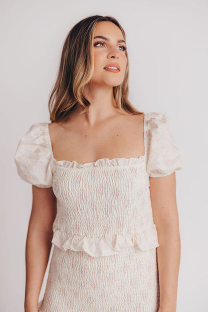 Ada Smocked Dress in Pink Floral- Bump Friendly & Inclusive Sizing (S-3XL)