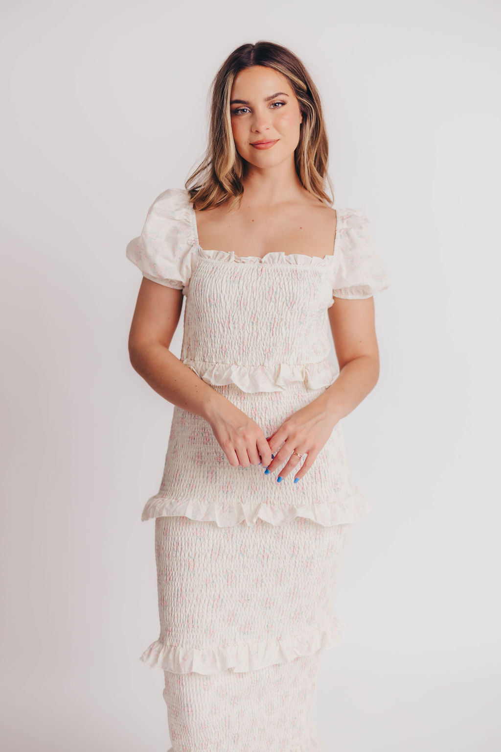 Ada Smocked Dress in Pink Floral- Bump Friendly & Inclusive Sizing (S-3XL)