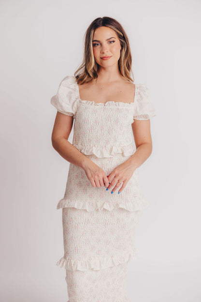 Ada Smocked Dress in Pink Floral- Bump Friendly & Inclusive Sizing (S-3XL)