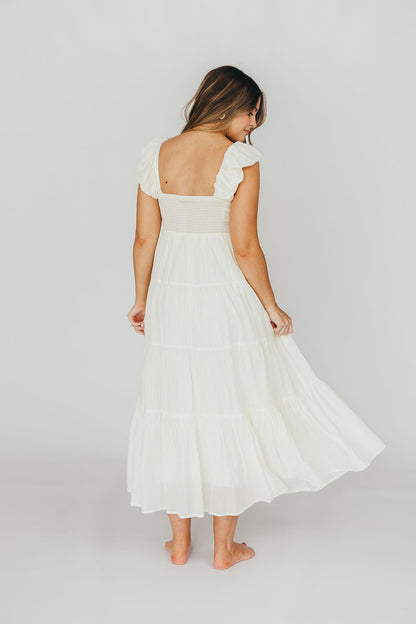 Katy Pleated Bodice Maxi Dress in Cream - Bump Friendly - Restocking End of Sept