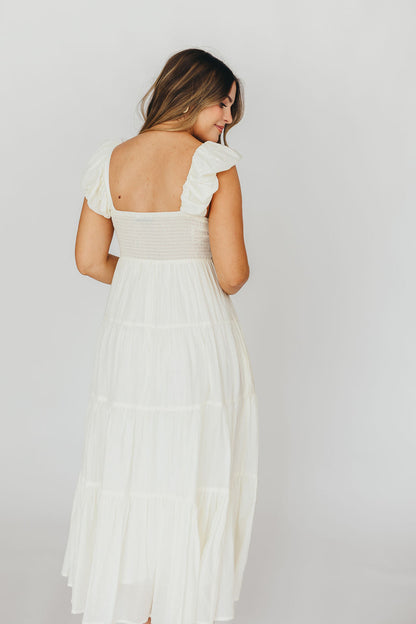Katy Pleated Bodice Maxi Dress in Cream - Bump Friendly - Restocking End of Sept
