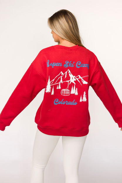 Aspen Ski Camp Sweatshirt in Cherry