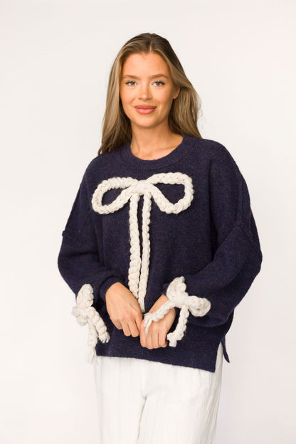 Clara Oversized Pullover Sweater in Navy