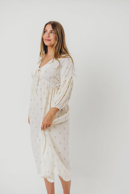 Hunter Midi Dress in Soy/Sage Foliage