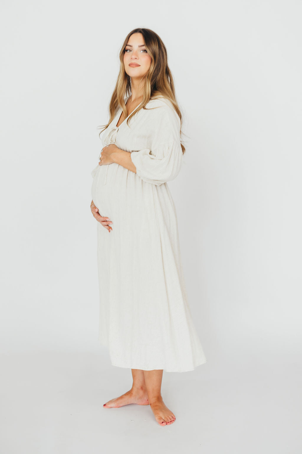Hunter 100% Cotton Gauze Midi Dress in Soy - Bump Friendly *9/22 PRE-ORDER*