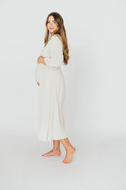 Hunter 100% Cotton Gauze Midi Dress in Soy - Bump Friendly *9/22 PRE-ORDER*