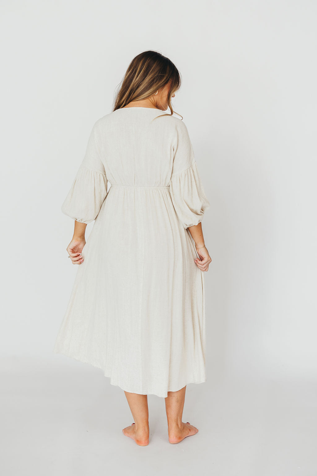 Hunter 100% Cotton Gauze Midi Dress in Soy - Bump Friendly *9/22 PRE-ORDER*