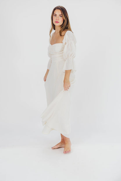 Corrine Tiered Sleeve Maxi Dress in Ivory Cream