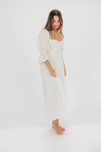 Corrine Tiered Sleeve Maxi Dress in Ivory Cream