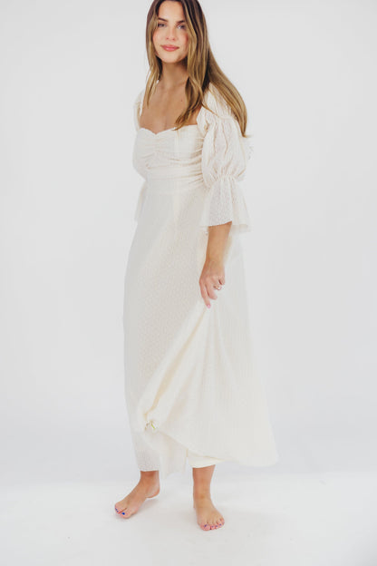 Corrine Tiered Sleeve Maxi Dress in Ivory Cream