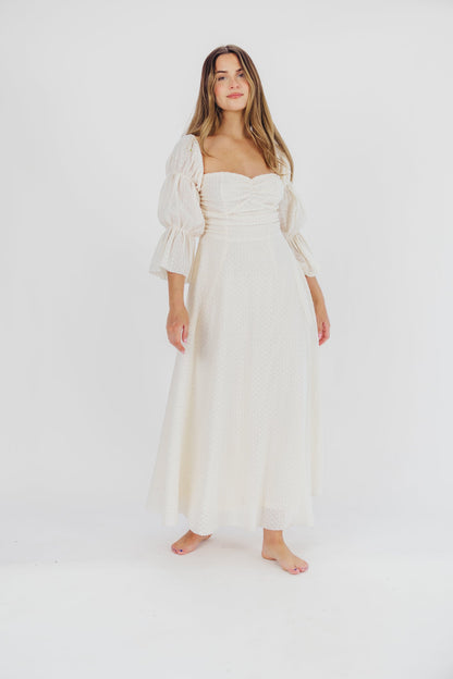 Corrine Tiered Sleeve Maxi Dress in Ivory Cream