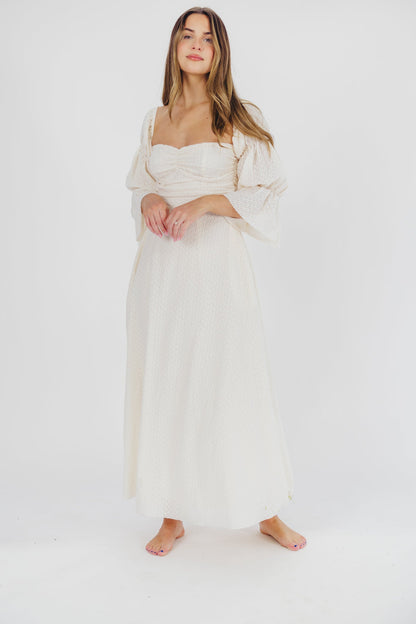 Corrine Tiered Sleeve Maxi Dress in Ivory Cream