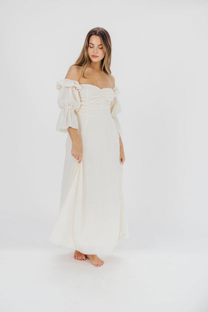Corrine Tiered Sleeve Maxi Dress in Ivory Cream