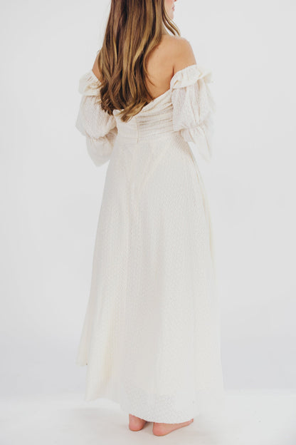 Corrine Tiered Sleeve Maxi Dress in Ivory Cream