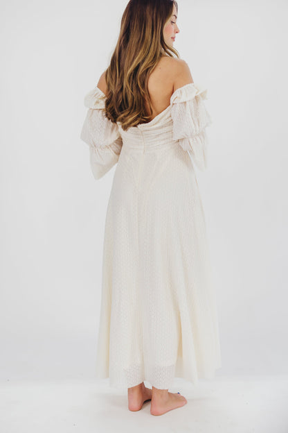 Corrine Tiered Sleeve Maxi Dress in Ivory Cream