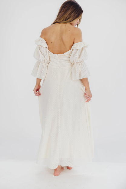 Corrine Tiered Sleeve Maxi Dress in Ivory Cream