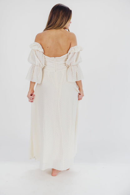 Corrine Tiered Sleeve Maxi Dress in Ivory Cream