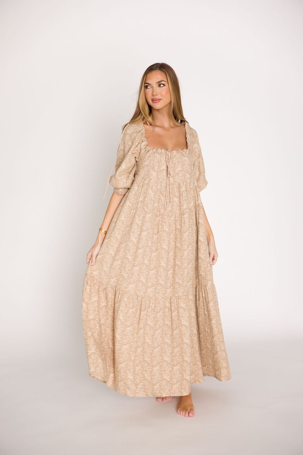 Cara 100% Cotton Maxi Dress in Mocha - Bump Friendly (XS-XL)