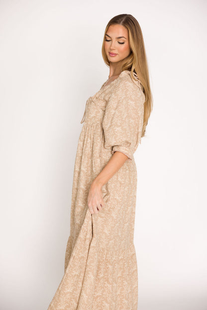 Cara 100% Cotton Maxi Dress in Mocha - Bump Friendly (XS-XL)