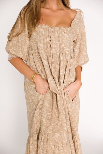 Cara 100% Cotton Maxi Dress in Mocha - Bump Friendly (XS-XL)