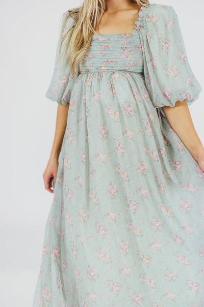 Melody Maxi Dress in Turquoise Floral - Bump Friendly & Inclusive Sizing