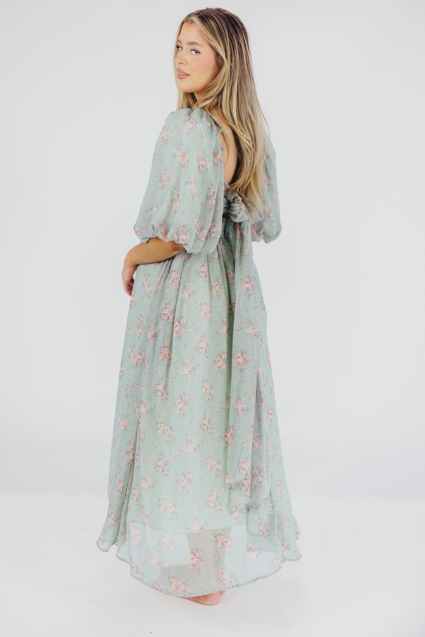 Melody Maxi Dress in Turquoise Floral - Bump Friendly & Inclusive Sizing