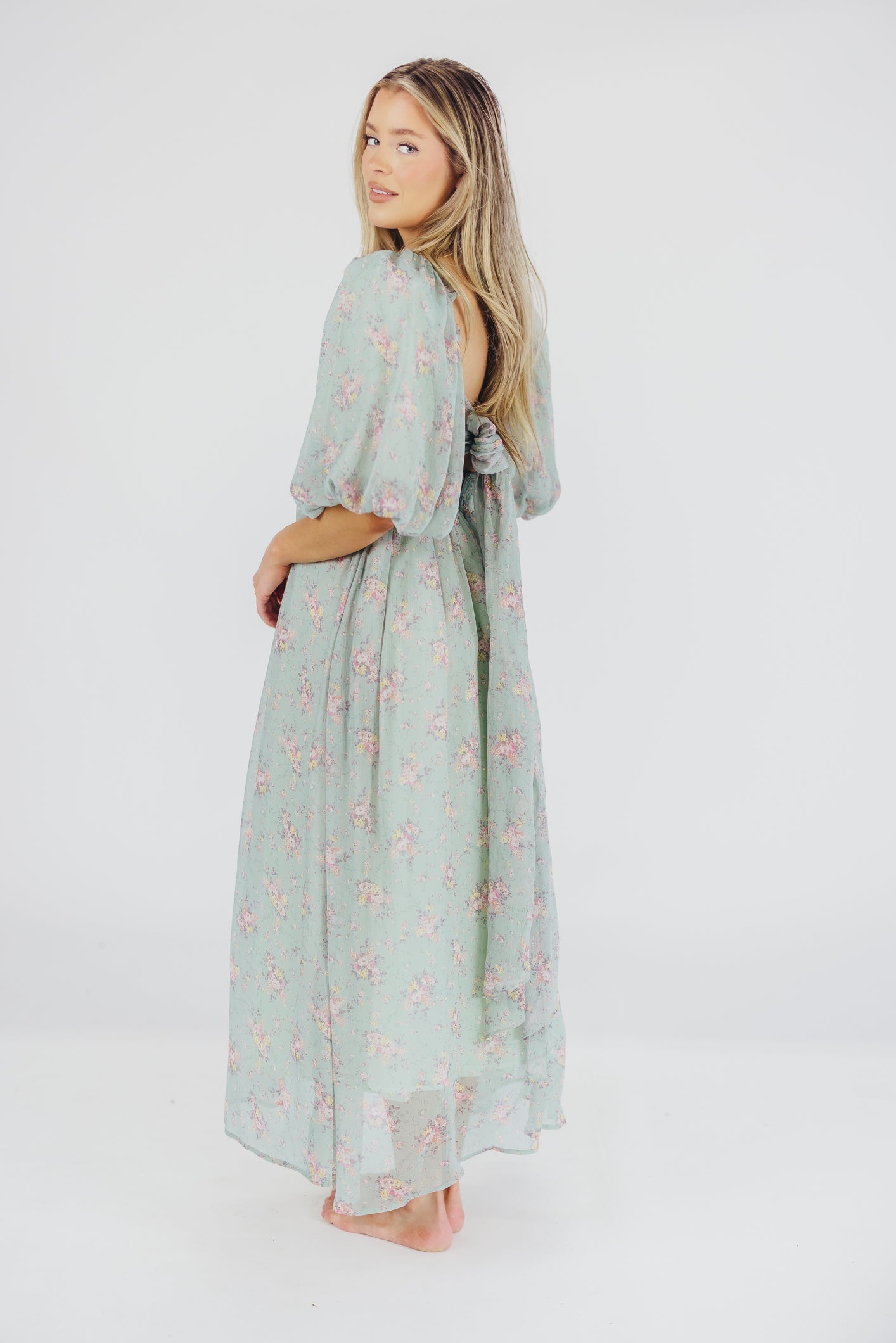 Melody Maxi Dress in Turquoise Floral - Bump Friendly & Inclusive Sizing