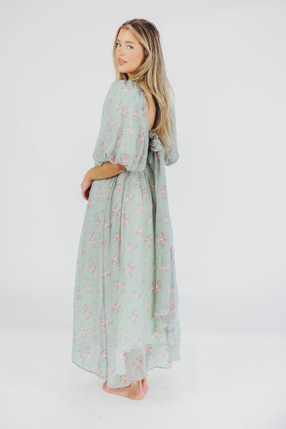 Melody Maxi Dress in Turquoise Floral - Bump Friendly & Inclusive Sizing