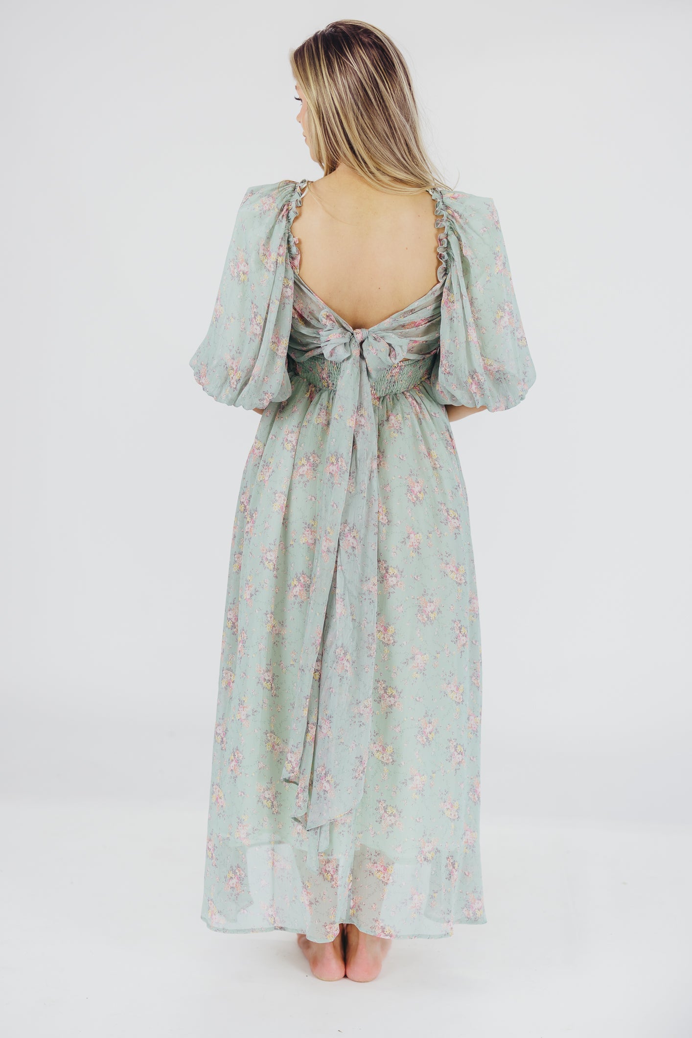 Melody Maxi Dress in Turquoise Floral - Bump Friendly & Inclusive Sizing