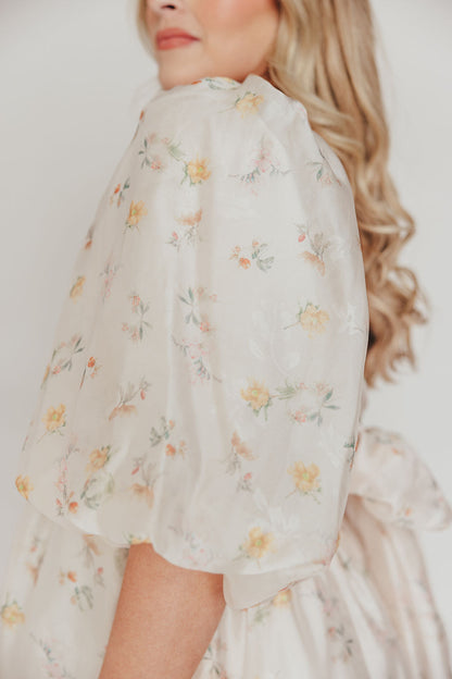 Melody Maxi Dress with Pleats and Bow Detail in Yellow Rose Floral - Bump Friendly & Inclusive Sizing (S-3XL)