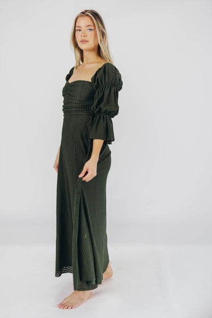 Corrine Tiered Sleeve Maxi Dress with Pockets in Hunter Green - Bump Friendly