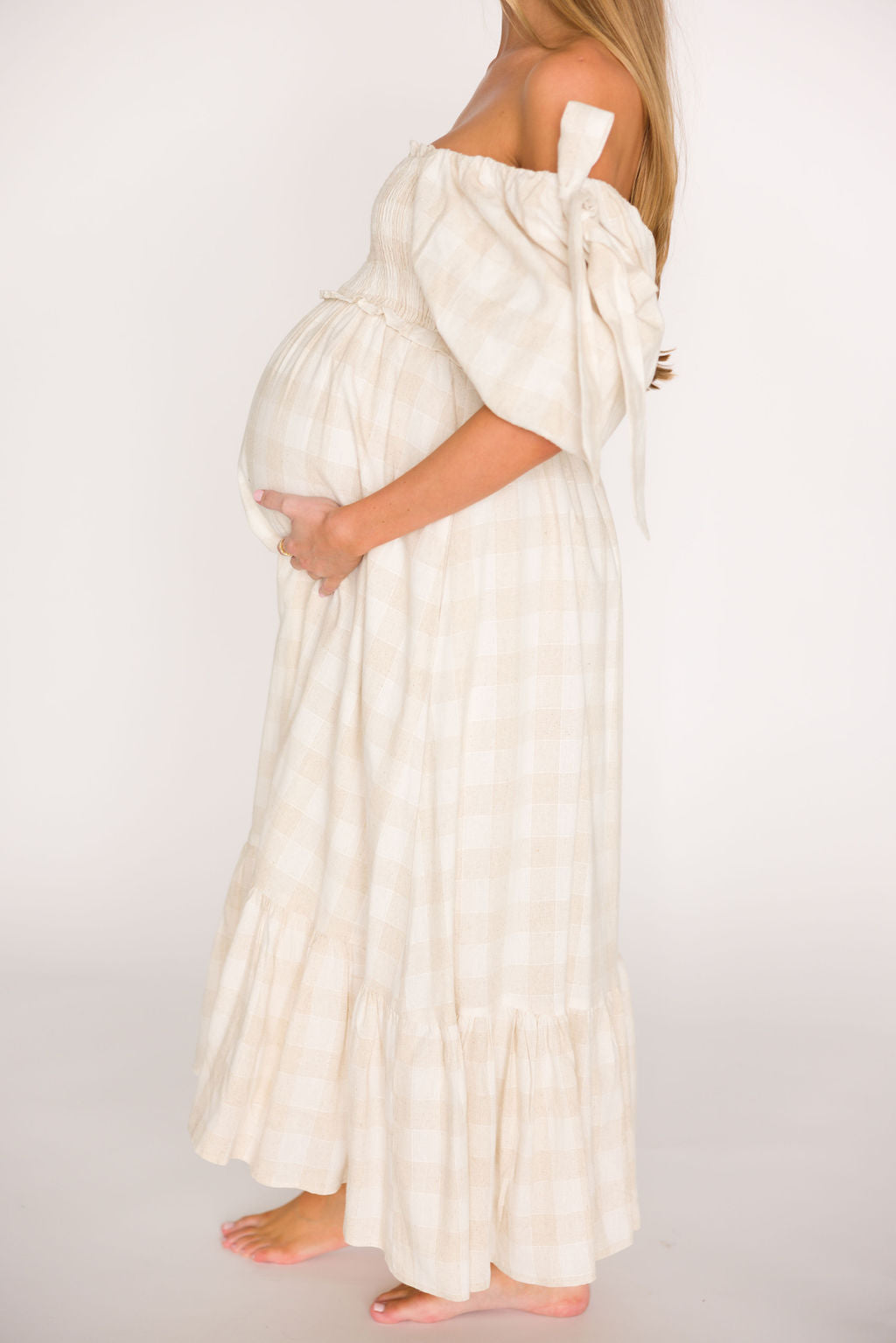 Addyson Elena Maxi Dress in Natural Multi - Cotton/Linen Blend - Bump Friendly & Inclusive Sizing - Restocking end of Sept