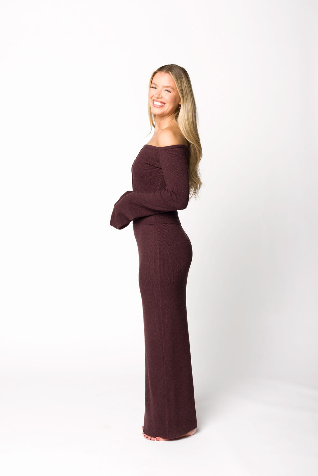 Bella Two Piece Sweater Set in Cabernet