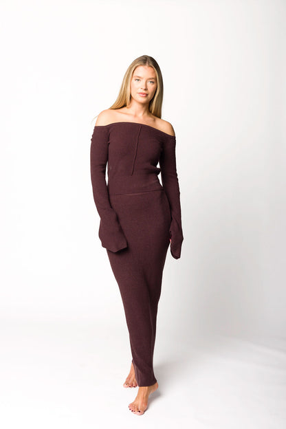 Bella Two Piece Sweater Set in Cabernet
