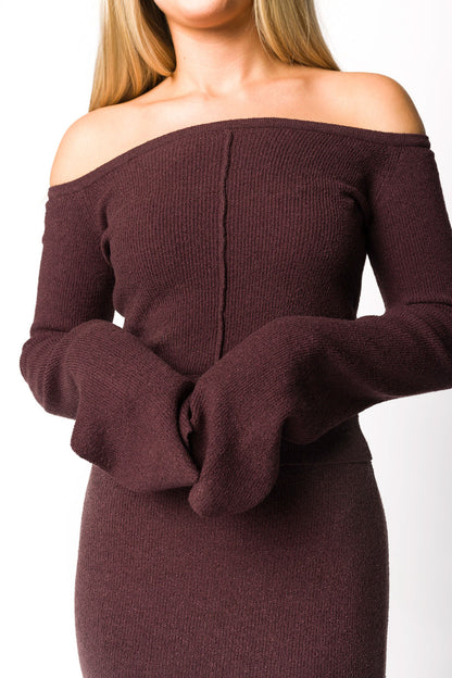 Bella Two Piece Sweater Set in Cabernet