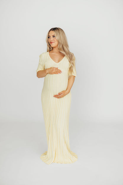 Oakley Ribbed Maxi Dress in Light Yellow - Bump Friendly