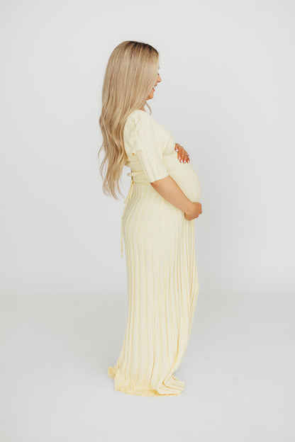 Oakley Ribbed Maxi Dress in Light Yellow - Bump Friendly