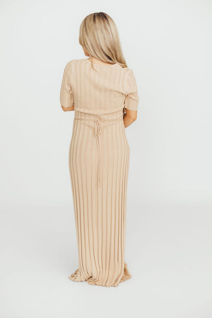 Oakley Ribbed Maxi Dress in Taupe - Bump Friendly